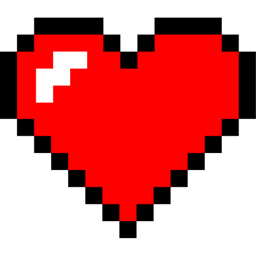 A pixelated red heart illustration