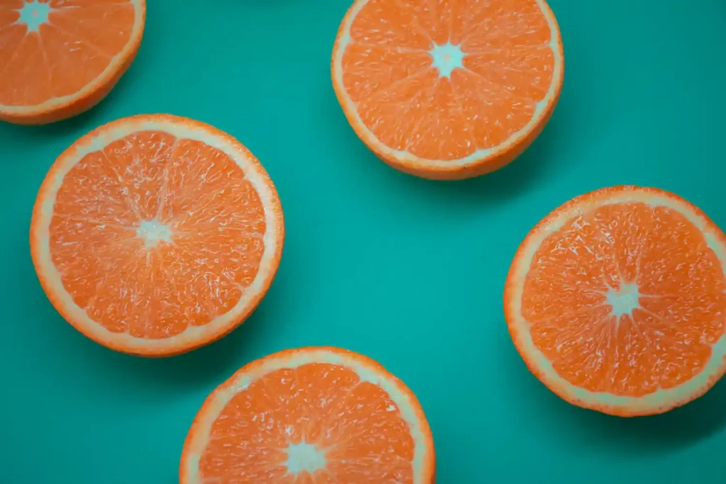 Five slices of orange.